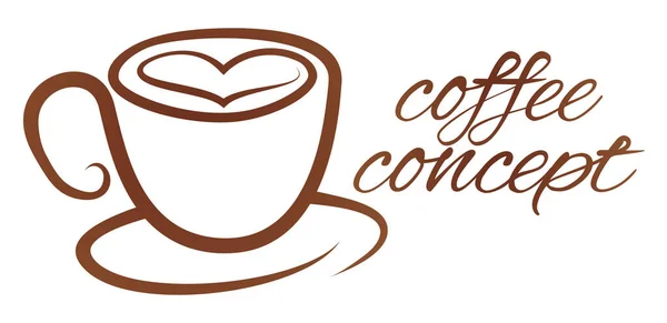 Café taza corazón amor concepto — Vector de stock