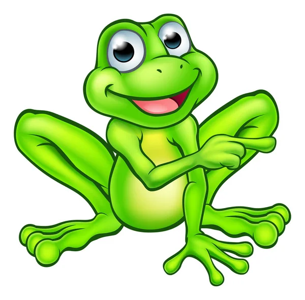 Cartoon Frog Pointing — Stockvektor