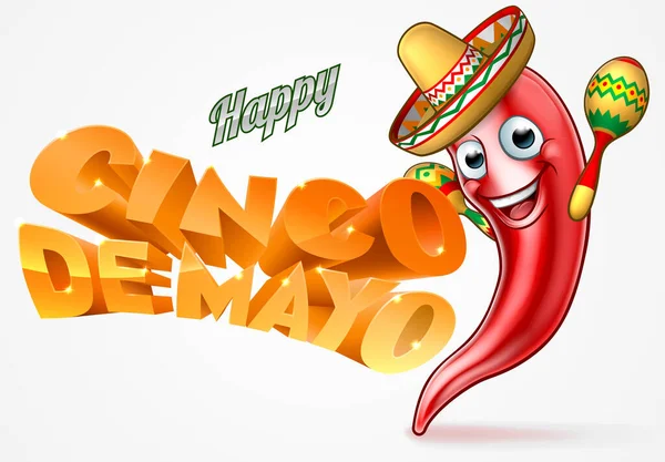 Design del peperoncino messicano Cinco De Mayo — Vettoriale Stock