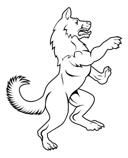 Perro o Lobo en Escudo Heráldico Rampante — Archivo Imágenes Vectoriales