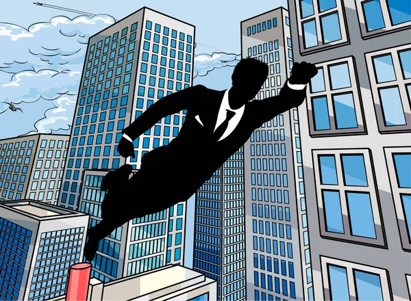 Superhero Businessman Silhouette — Stock Vector