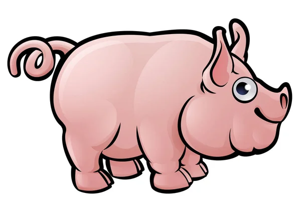 돼지 농장 동물 만화 캐릭터 — 스톡 벡터