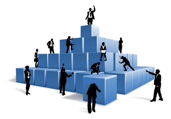 Pessoas de negócios Silhouettes Team Building Blocks —  Vetores de Stock