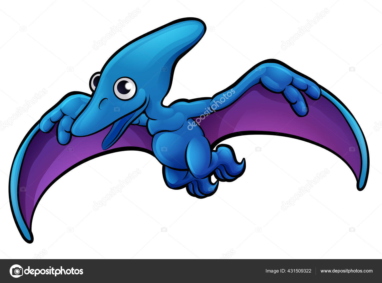 Vetores de Dinossauro Pterodáctilo Ornitossauro Dino Plano Desenhos  Animados Vetor e mais imagens de Azul - iStock