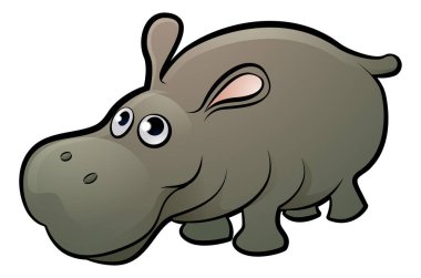 Hippo Safari Hayvanları Çizgi Film Karakteri