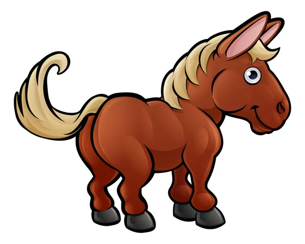 Caballo Granja Animales Personaje de dibujos animados — Vector de stock