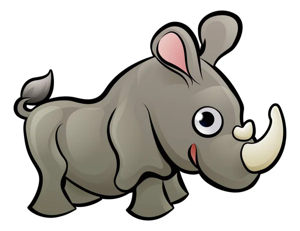 Nashorn-Safari Tiere Zeichentrickfigur — Stockvektor