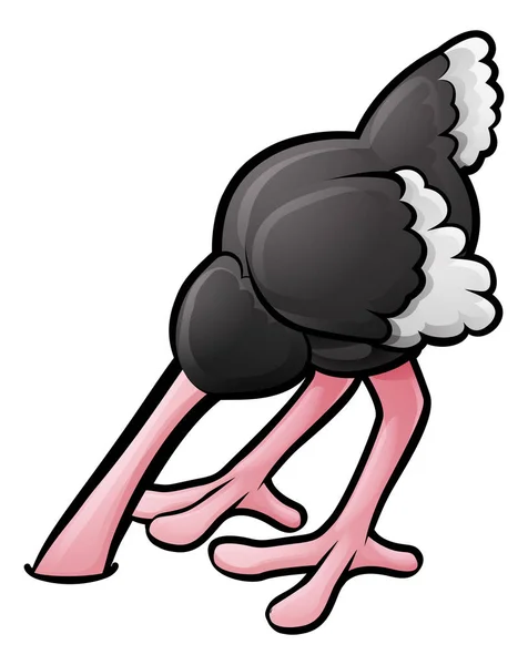 Ostrich Head Buried Cartoon Character — Stock Vector