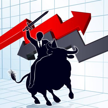 Business Man on Bull Profit Concept vector