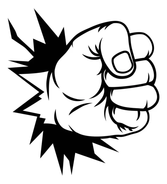 Fist Hand Punching Through Wall — Stock Vector