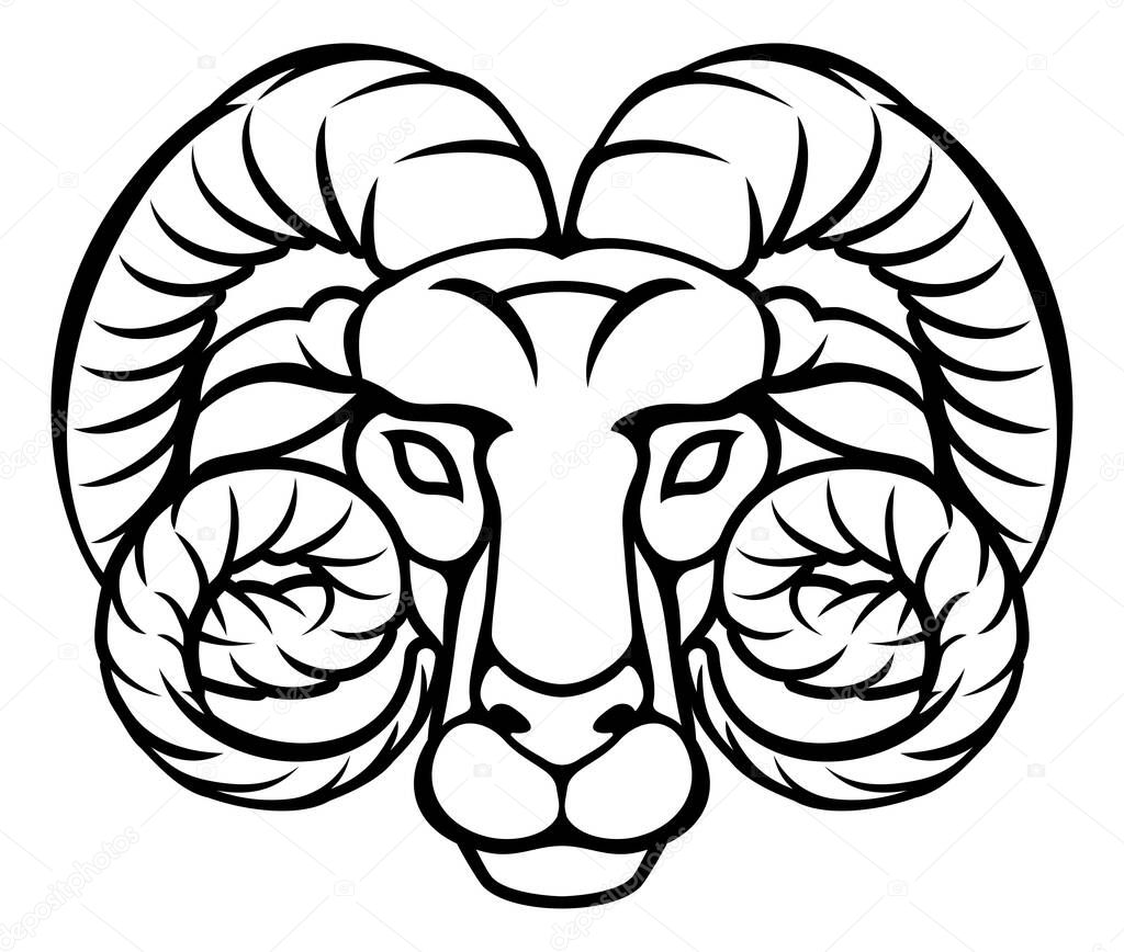 Astrology signs circular Aries ram zodiac horoscope symbol