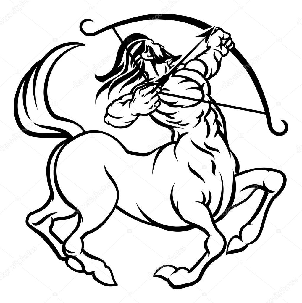A circular Sagittarius archer centaur horoscope astrology zodiac sign icon