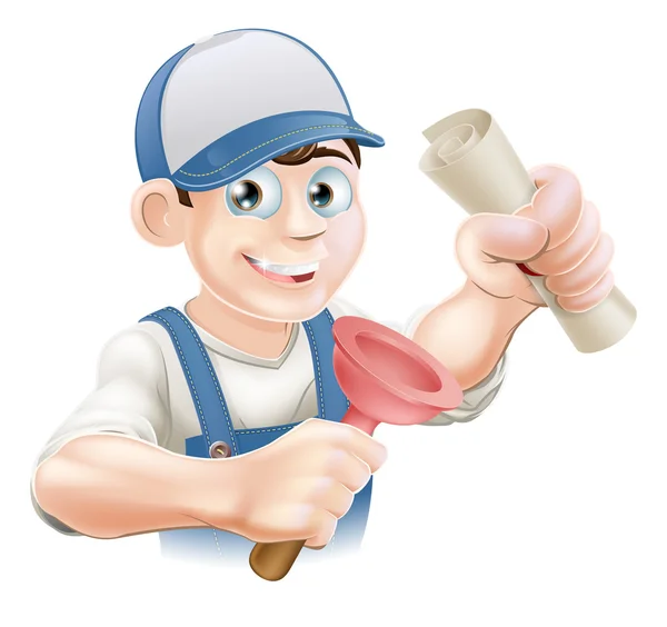 Plumber with qualification — Stock Vector