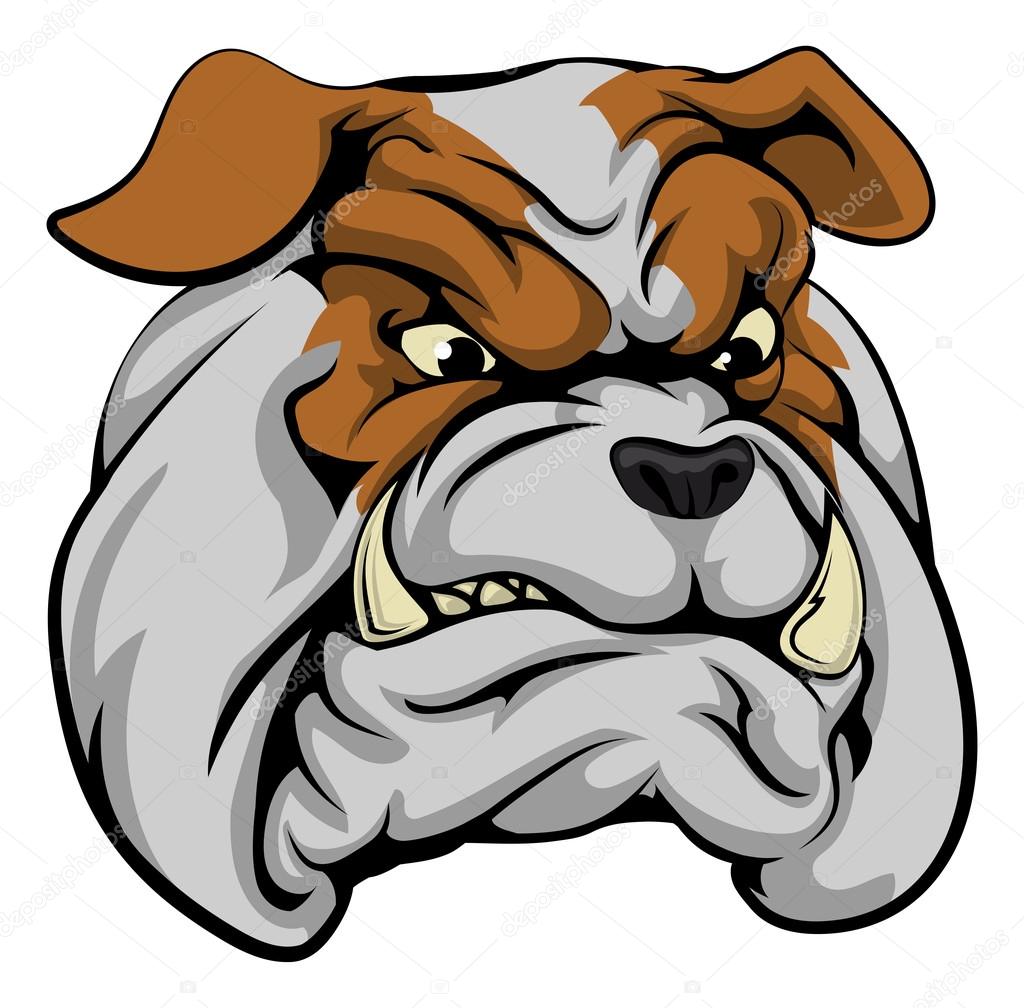 An illustration of a fierce bulldog animal character or sports mascot