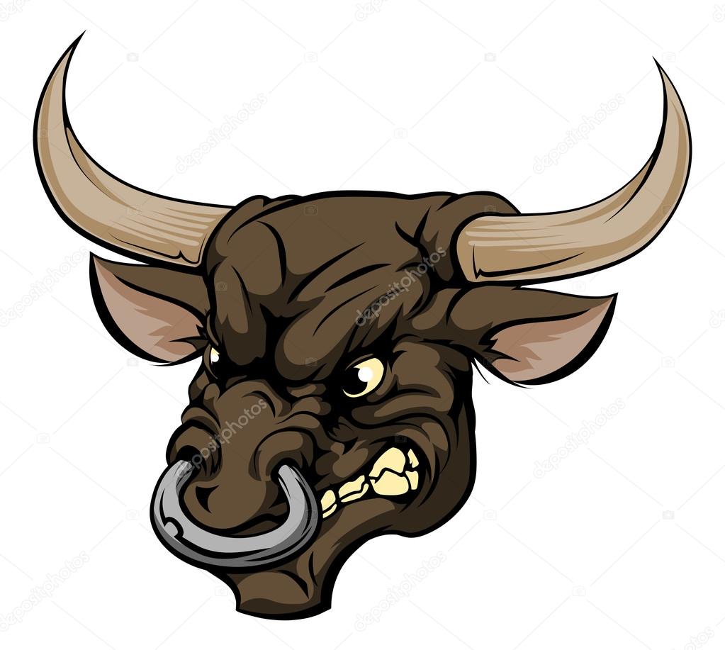 An illustration of a fierce bull animal character or sports mascot