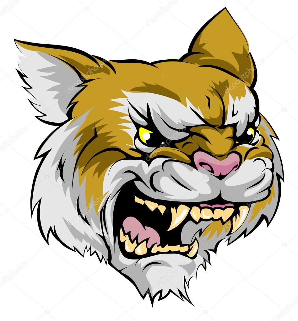 An illustration of a fierce wildcat animal character or sports mascot
