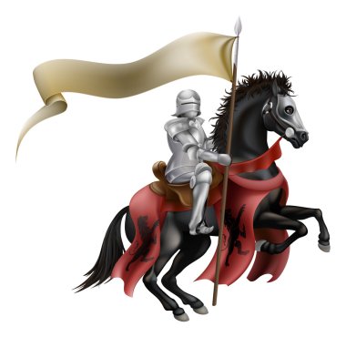 Knight on horse with flag clipart