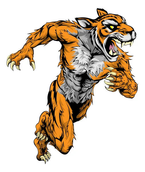 Mascotte de sport tigre courir — Image vectorielle