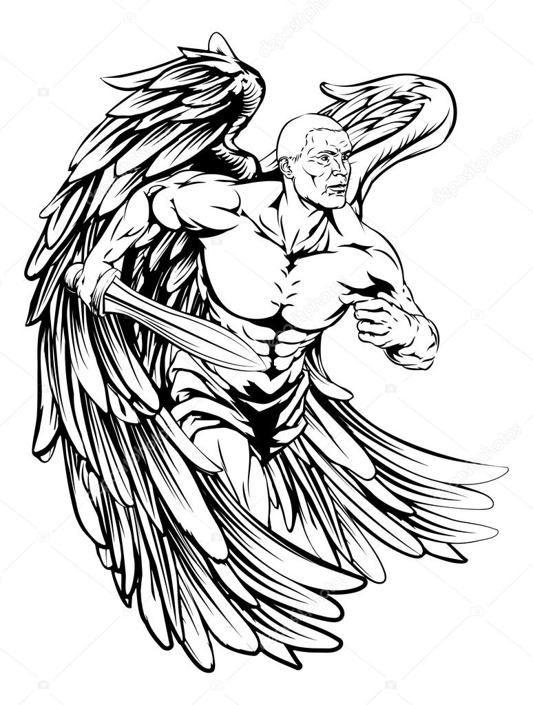 ᐈ Tattoos Of Warrior Angels Stock Pictures Royalty Free Angel With Sword Illustrations Download On Depositphotos