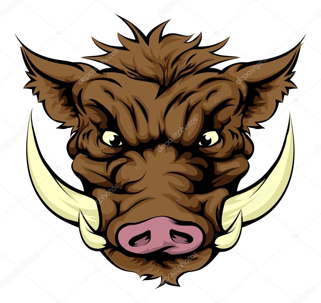A tough boar animal character or sports mascot