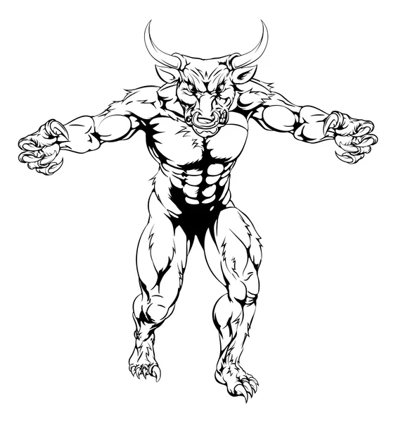 Minotaur stier eng sport mascotte — Stockvector