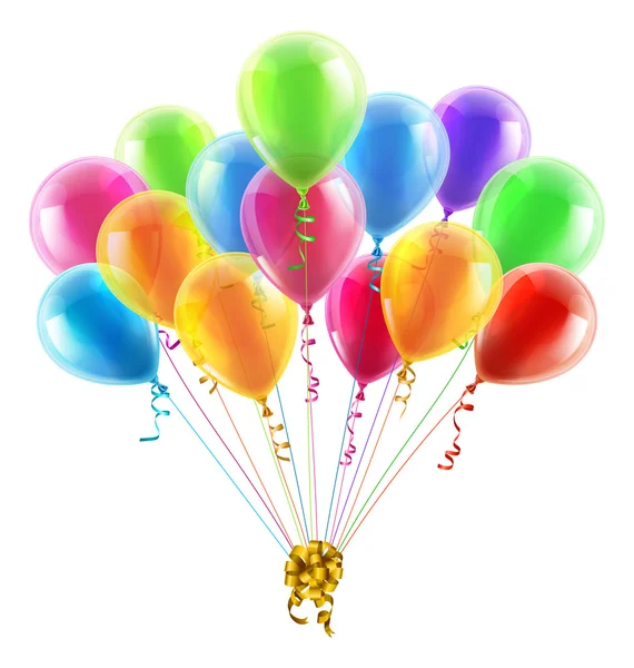 Globos de cumpleaños o fiesta y lazo — Vector de stock