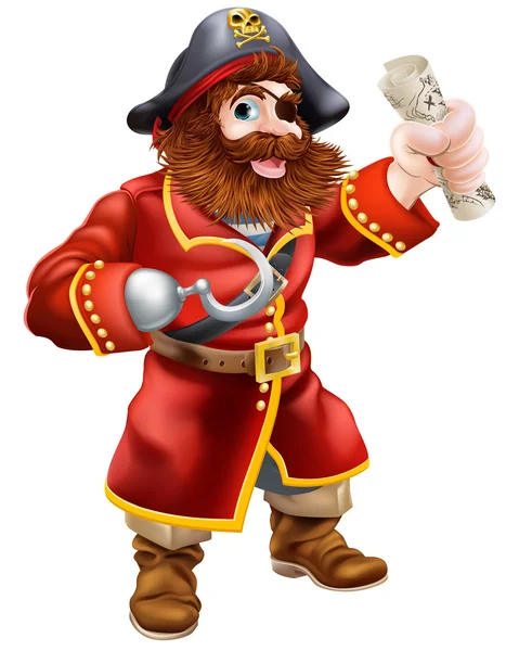 Cartoon pirate with treasure map — Stock Vector