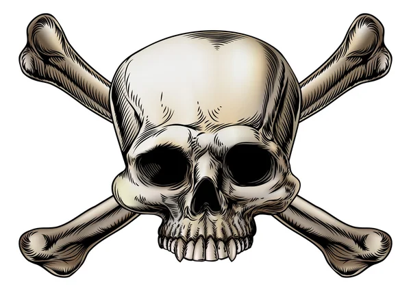 Disegno del cranio e delle ossa crociate — Vettoriale Stock