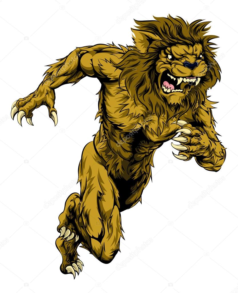 Lion sports mascot running