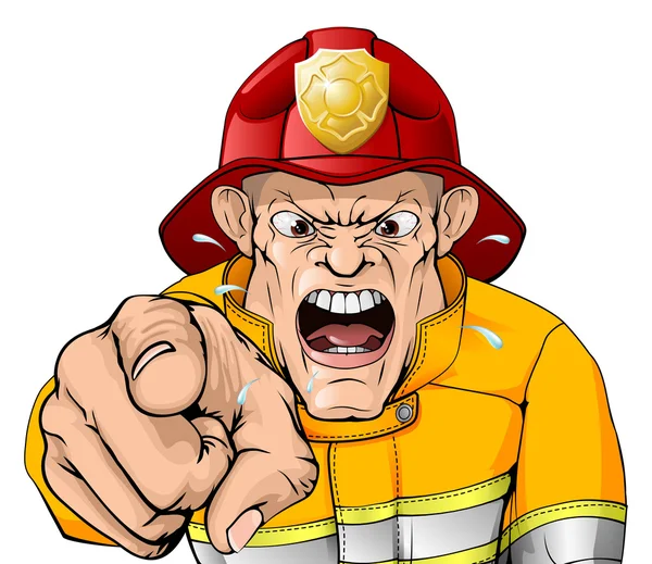 Angry fireman cartoon — Stock Vector