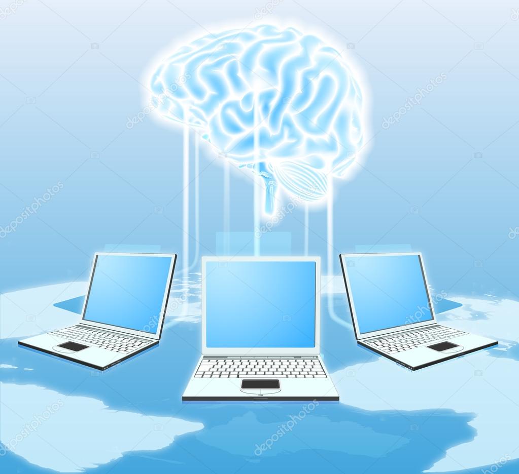 Cloud brain computer concept