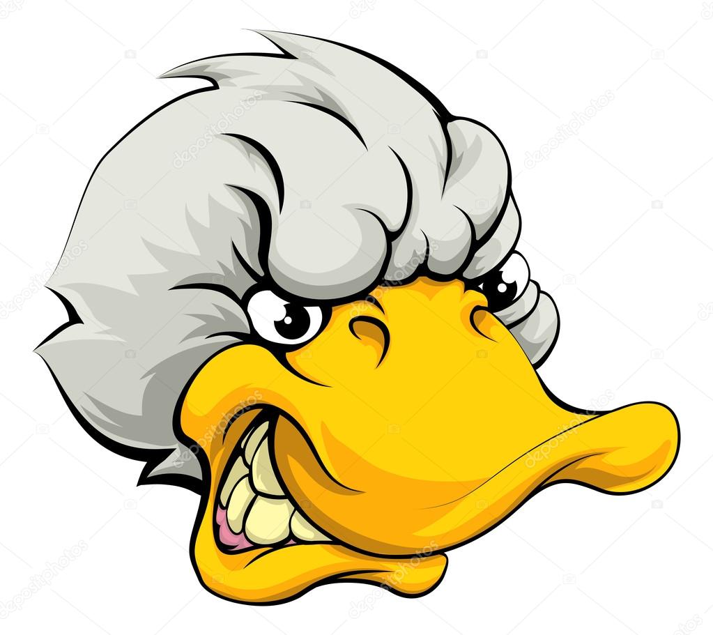 An illustration of a mean looking duck sports mascot