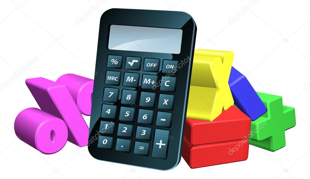 Calculator man math symbols