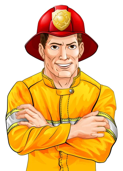 Bombero feliz — Vector de stock