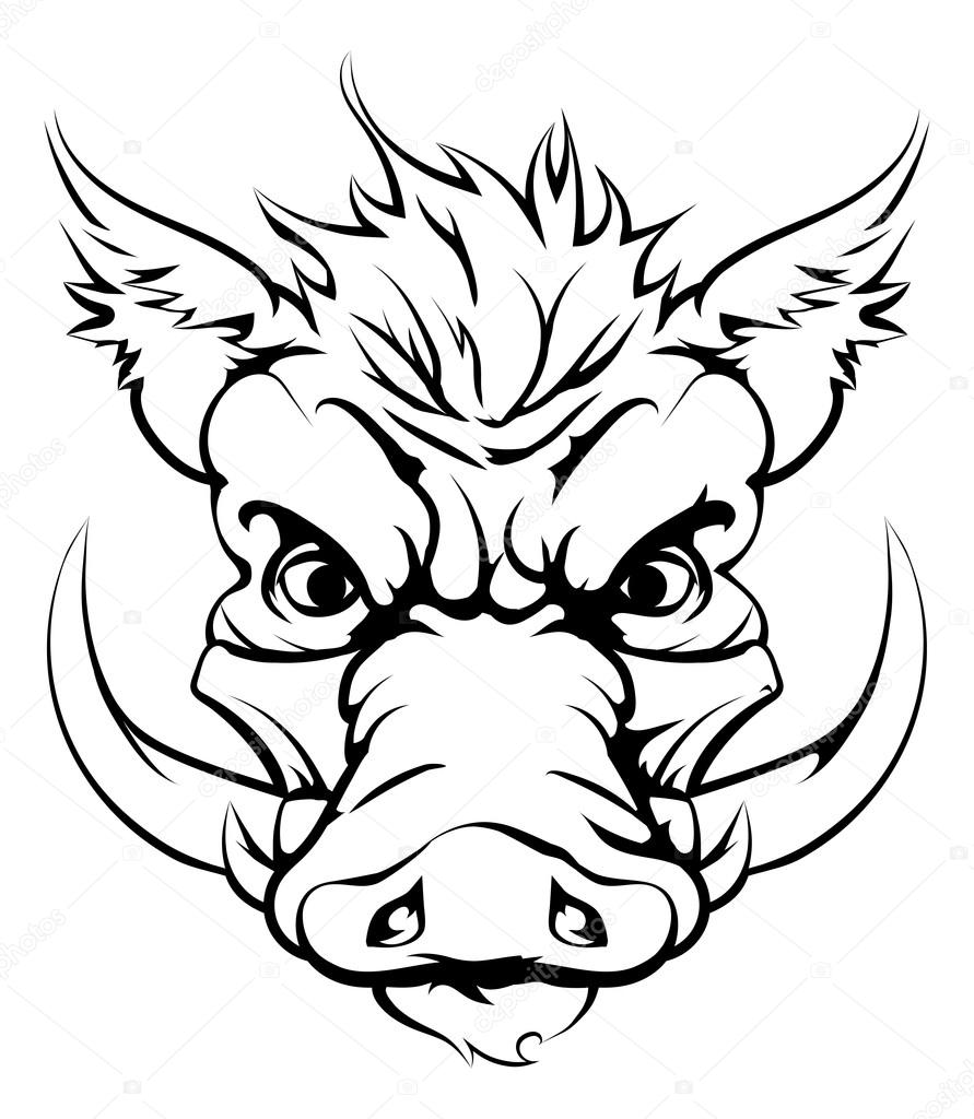 A mean looking boar animal character or sports mascot