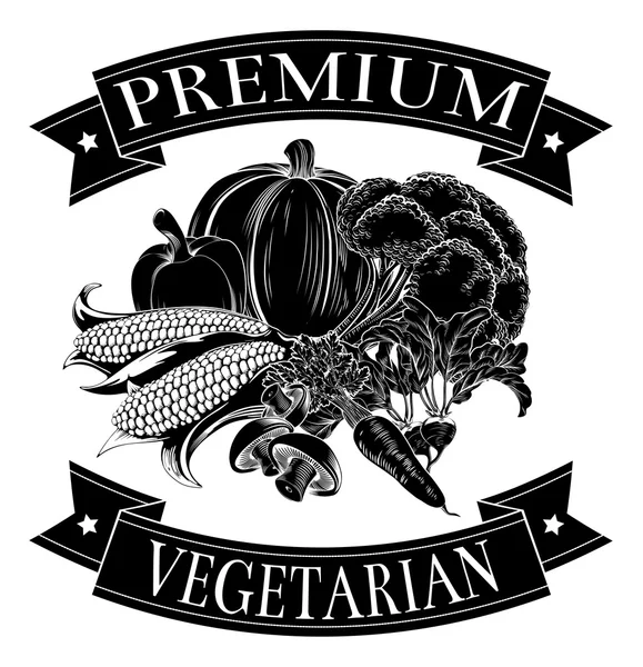 Premie vegetarische voedseletiket — Stockvector