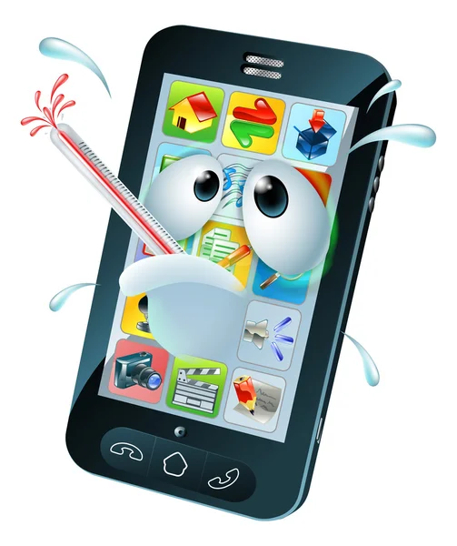 Vírus desenhos animados do telefone celular móvel — Vetor de Stock