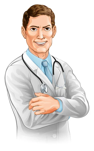 Caráter médico feliz —  Vetores de Stock
