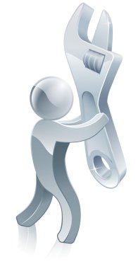 Person with giant spanner clipart
