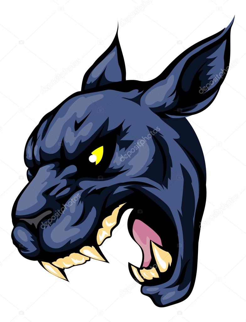 An illustration of a fierce black panther animal character or sports mascot