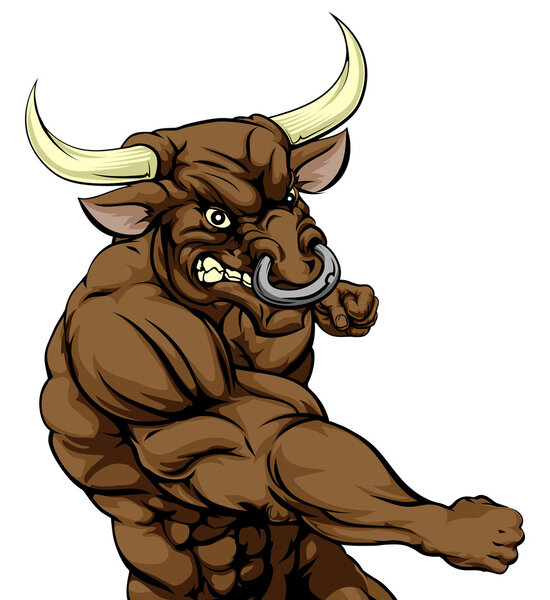 Талисман быка атакует ударом
