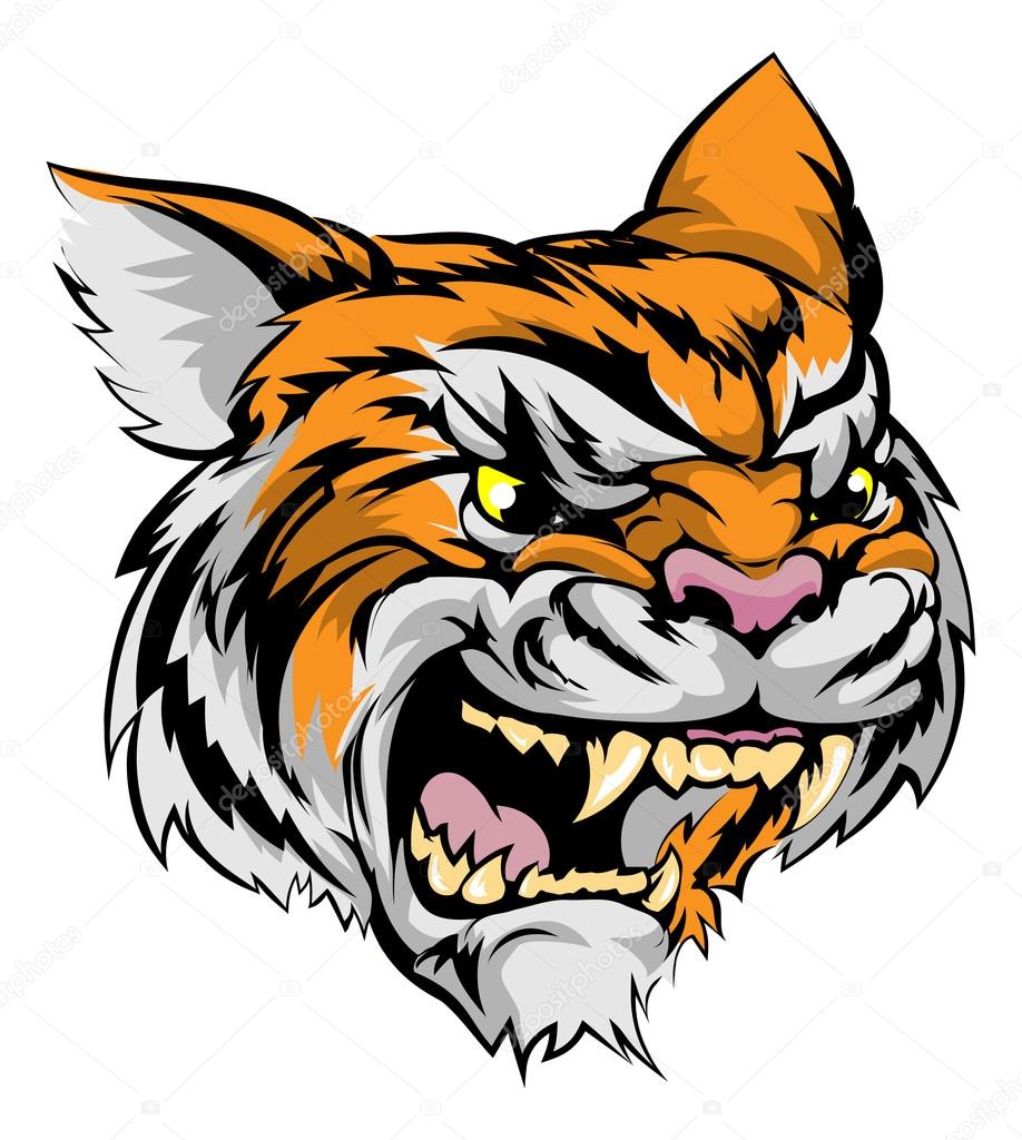 An illustration of a fierce tiger animal character or sports mascot