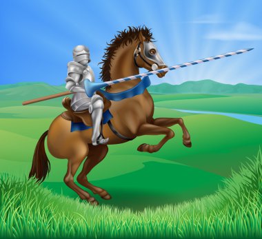 Knight on horse with lance vector