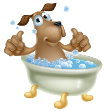 Köpük banyosu karikatür köpek