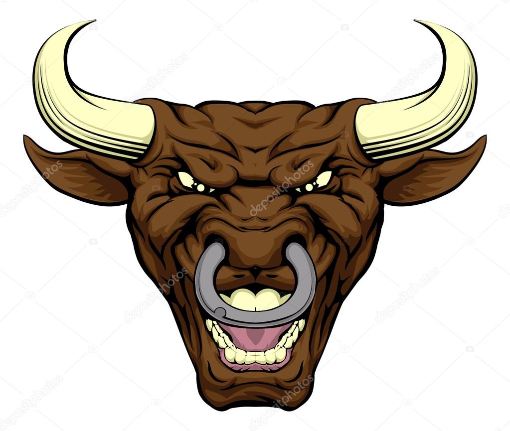 An illustration of a tough looking bull animal sports mascot or character