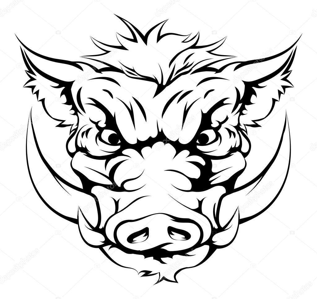 Drawing of a boar animal character or sports mascot