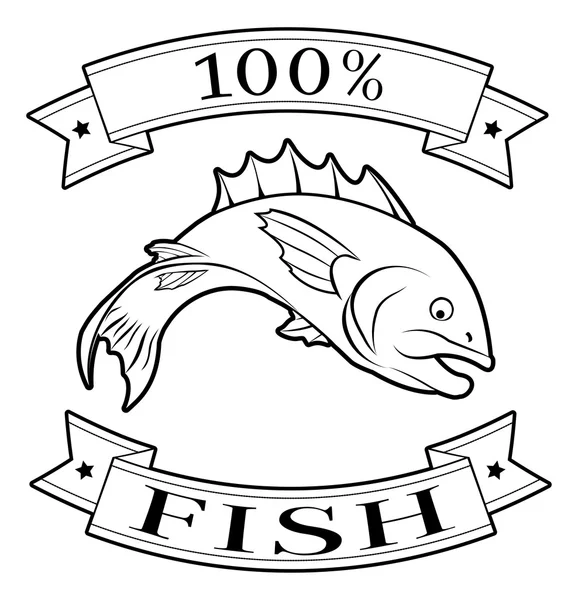 Pescado 100% etiqueta — Vector de stock