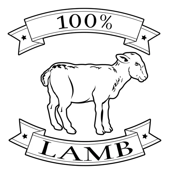 100 percent lamb food label — Stock Vector