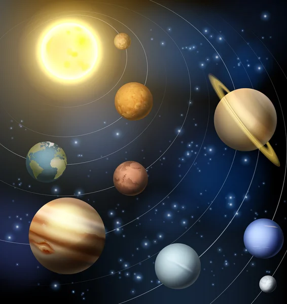 Illustration zu Planeten im Sonnensystem — Stockvektor