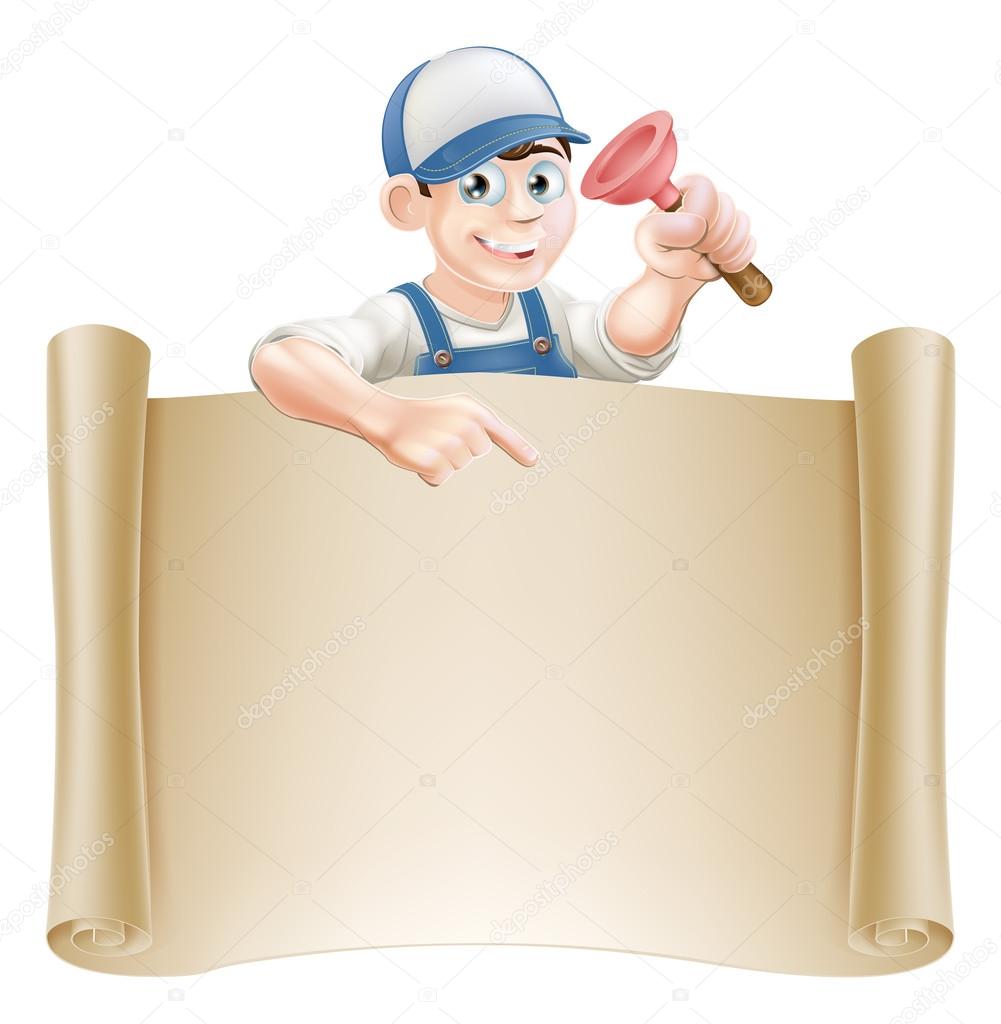 Janitor or plumber and scroll